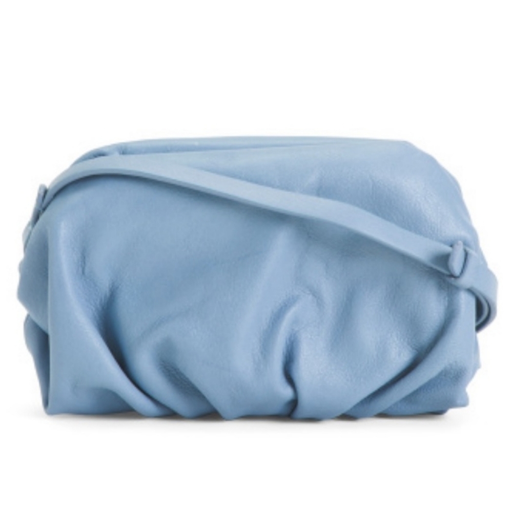 Zara Light Blue Soft Leather Shoulder Bag